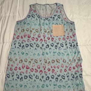 Colorful Leopard Print Tank Sleep Dress